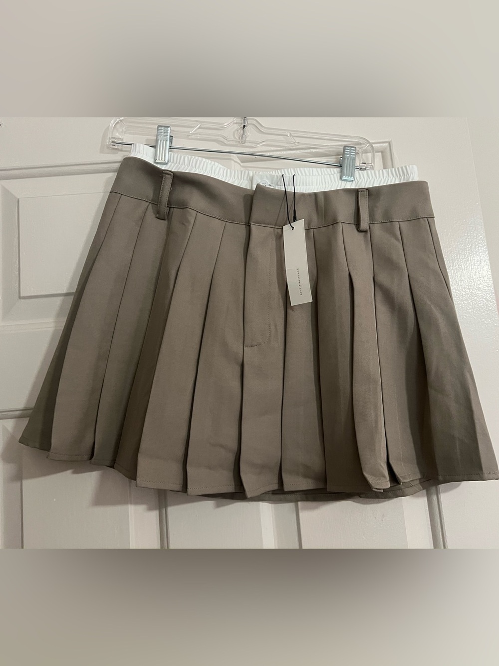 MARBLE Pleated Mini Skirt in Taupe